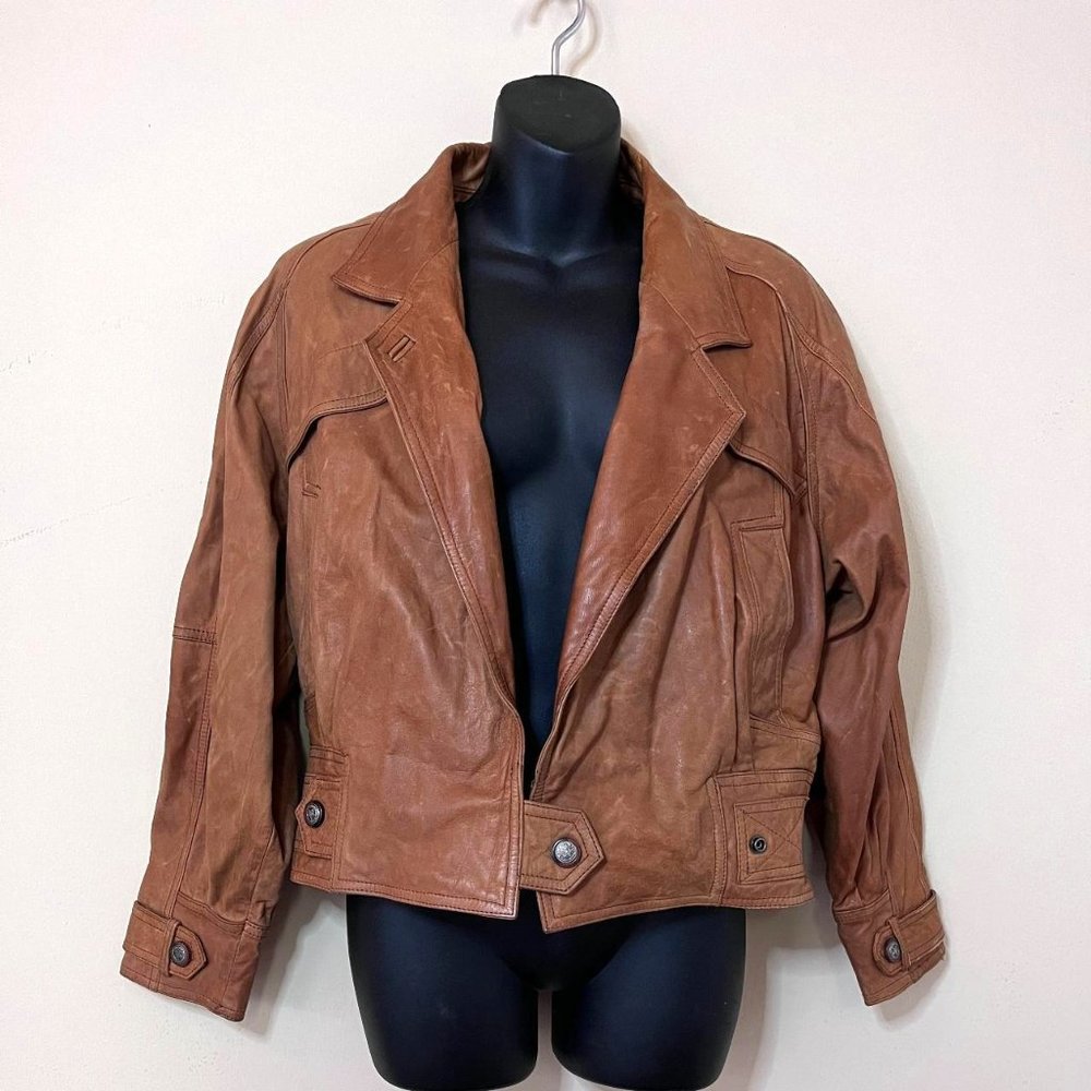 1980's Vintage Leather bomber jacket made by Leather Obsession